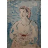 David Burliuk, Woman in red snood