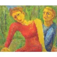 Jennings Tofel, Woman with Sailor, Oil on canvas