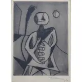 Hombre Contemplando la Luna by Rufino Tamayo, Etching and aquatint, 1947, sold Jul 2022