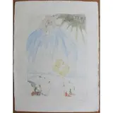 Salvador Dalí, Moses, Engraving with poichoir color on Japon paper