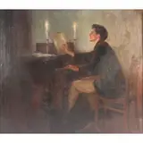 Francis Day, A Composer sitting before a piano, Oil on canvas