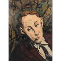 Carl E. Pickhardt, Man with a pipe, Oil on Board