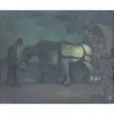 Eugene Higgins, Halt at night, Oil on canvas