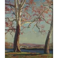 River Landscape by Emile Albert Gruppe, Oil on canvas, sold Jun 2022