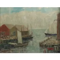 Charles E Duncan Rodick, Port Scene, Oil on canvas