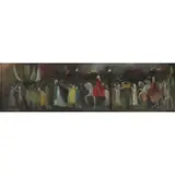 Alfréd Lakos, Hanukah Scene, Oil on board