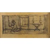 Interior Scene by Claude Venard, Oil on board, sold Jun 2022