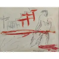 Le Perroquet by Marc Chagall, 1945, Mixed media on paper, sold Jun 2022
