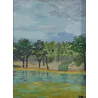 Prince Bernhard, Zambian Scene, Oil on board