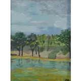 Prince Bernhard, Zambian Scene, Oil on board
