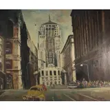 R Kirk, NYC Scene, Oil on canvas