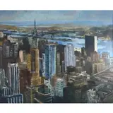 R Kirk, NYC Scene, Oil on canvas