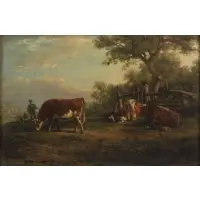 Constant Troyon, Cattle, Oil on board