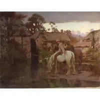 When the Toll of Day is Over by Godfrey Douglas Giles, Oil on canvas, sold May 2022