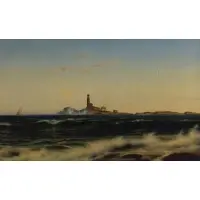 William de Haas, Lighthouse, Oil on canvas