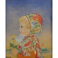 Einar Nerman, Girl, Pastel
