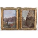 Luigi Mantovani, Landscapes, Pair of oils on board