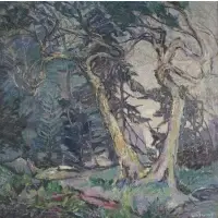 Julius Hoftfrup, Landscape, Oil on board
