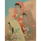 Paul Jacoulet, Retour De La Jungle. Tondano: Celebes, Woodcut
