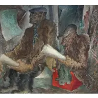 De Forest Stull, WPA Style Scene, Oil on canvas