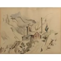 Silvermine, CO by Thomas Hart Benton, Mixed media on paper, sold May 2022