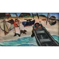 Ben Benn, Coastal Scene, Oil on board