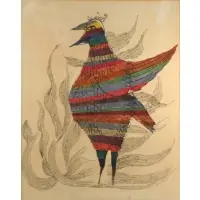 Phoenix by Ben Shahn, Screenprint with watercolors, sold May 2022