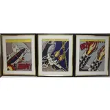 As I Opened Fire by Roy Lichtenstein, Triptych of offset color lithographs, sold May 2022