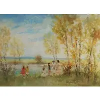 Suzanne Demarest, Scene D'ete, Oil on canvas