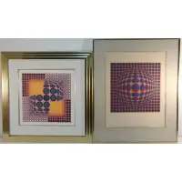 Neptune-E by Victor Vasarely, Pair of serigraphs, sold May 2022