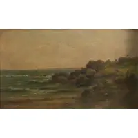 George Frank Higgins, Coastal Landscape, Oil on canvas