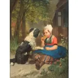 Hendrick Joseph Dillens, A Bite for My Best Friend, Oil on canvas
