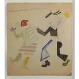 Vladimir Lebedev, Sailor Dancing with Woman with Blue Glove, Gouache on buff paper