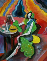 In der Bar by Hugo Scheiber, Oil on canvas, sold May 2002