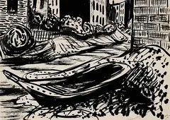 Berlin am Meer by Werner Heldt, 1948, Brush and Indian ink drawing, sold May 2002