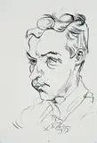 Männerportrait nach links by Ludwig Meidner, 1917, Indian ink pen drawing, sold May 2002