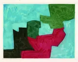 Serge Poliakoff, 2 Bll.: Komposition in Braun, Grau und Schwarz. Komposition in Blau, Schwarz, Rot und Grün