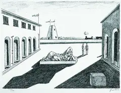 Piazza by Giorgio de Chirico, Lithograph, sold May 2002