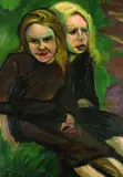 Albert Schiestl-Arding, Portrait zweier Mädchen, Oil on fibreboard