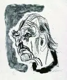 Otto Dix, Selbstportrait (nach links, mit schwarzem Kragen), Etching