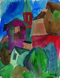 Willy Robert Huth, Dorflandschaft, Watercolour