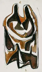 Zwei Figuren by Hans Uhlmann, 1947, Watercolour, sold May 2002