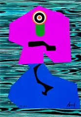 Enrico Baj, 2 Bll.: Kopf. Groteske Figur, Silkscreen printed in colours