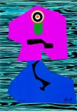 Enrico Baj, 2 Bll.: Kopf. Groteske Figur, Silkscreen printed in colours