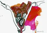 A. R. (d. i. Ralf Winkler) Penck, 2 Bll. Gelegenheitszeichnungen