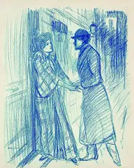 Straßenszene by Théophile Steinlen, Colour chalk, sold May 2002