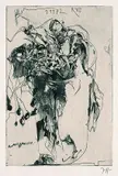 Horst Janssen, 3 Bll.: Der Kuß. Rest. Ein Glas mit vertrockneten Weintrauben, Drypoint