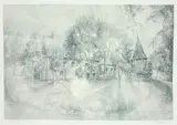 Lucian Zabel, Die Hittfelder Kirche, 1979, Pencil drawing
