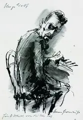 Portrait Hugo Wolf by Hans Fronius, Drawing, sold May 2002