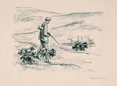 Jäger mit Spaniels by Max Liebermann, 1924, Lithograph, sold May 2002